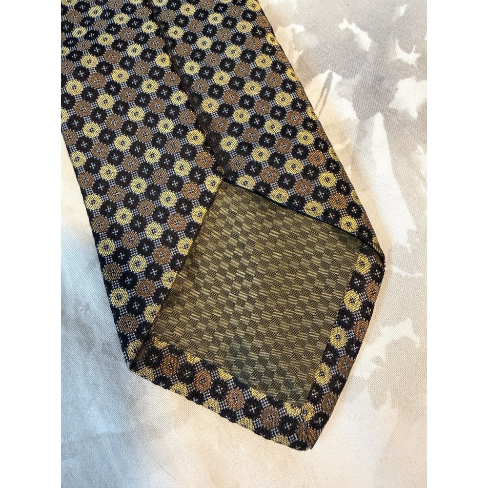 Grafton & Co	Dot Medallion Woven Geometric Italian Fabric 100% Silk Tie Necktie - Picture 4 of 7